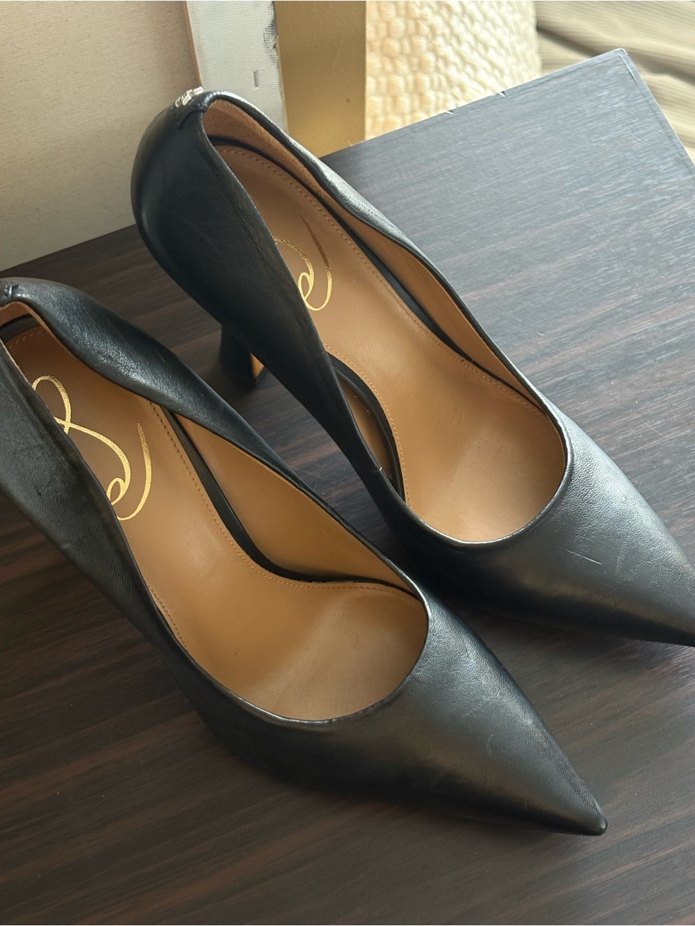 Sam Edelman Hazel Black Leather Pointed Toe Classic Pumps Heels Size 9